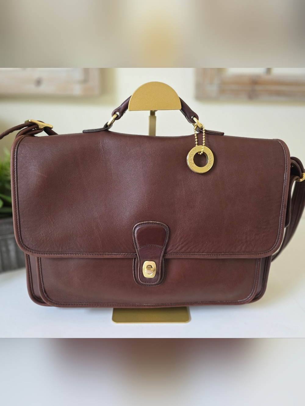 Vintage Coach Metropolitian Briefcase/Crossbody Mahagony Leather USA + Twilly - Picture 6 of 17